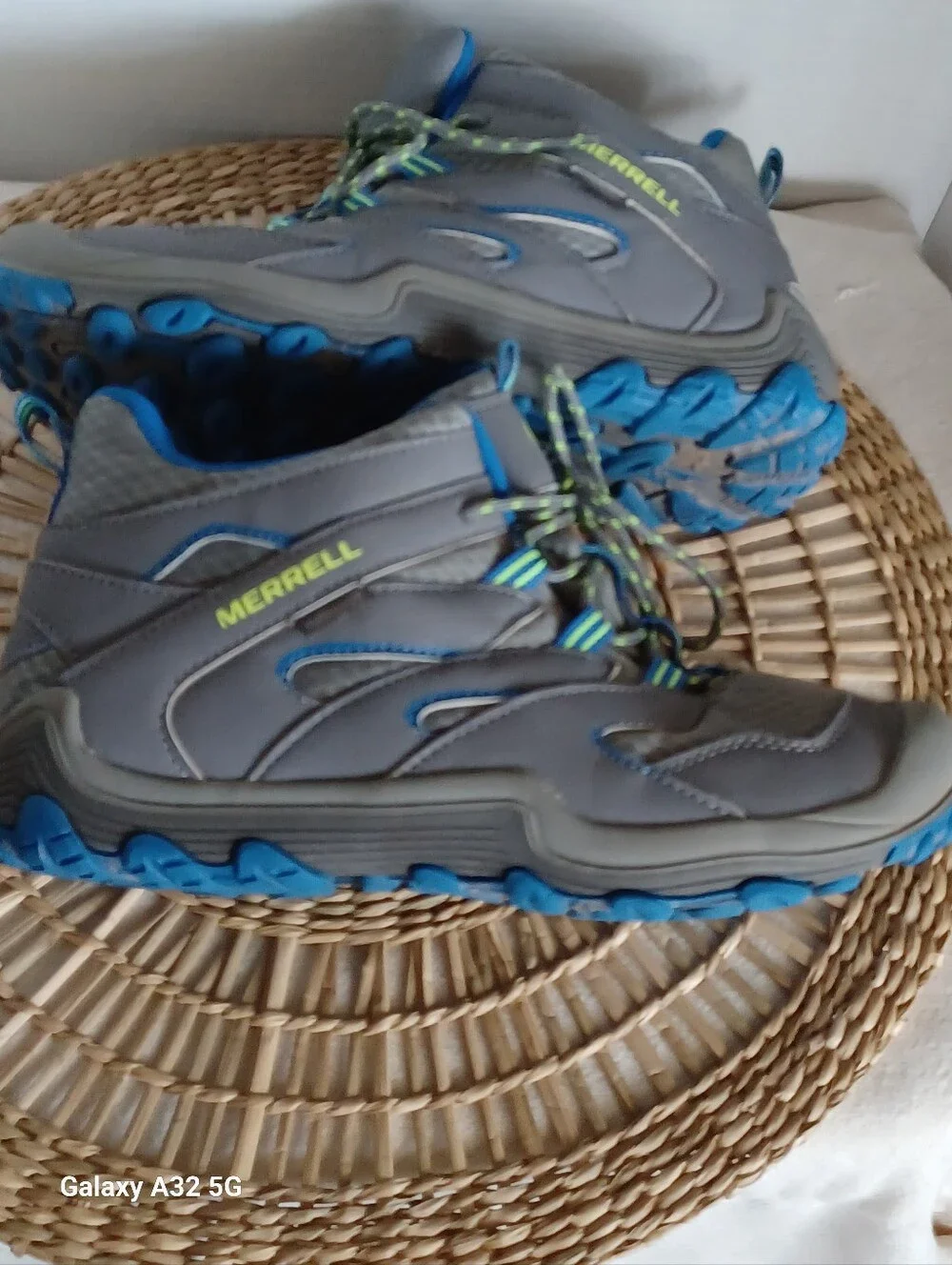 Merrell Kids' Chameleon 7 Access Mid Waterproof Hiking Boots Grey/Blue Size 7 M
